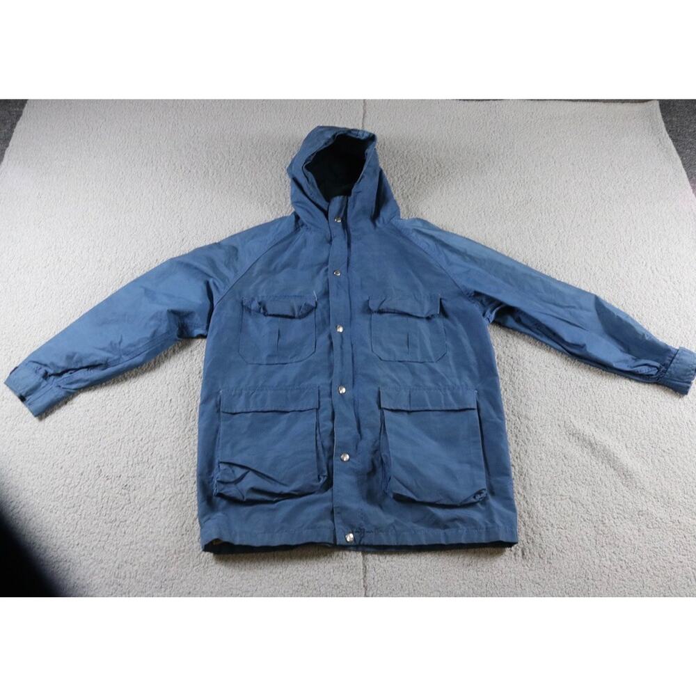Vintage Woolrich Jacket Mens M Blue Hooded Lined Parka Windbreaker Hunting USA
